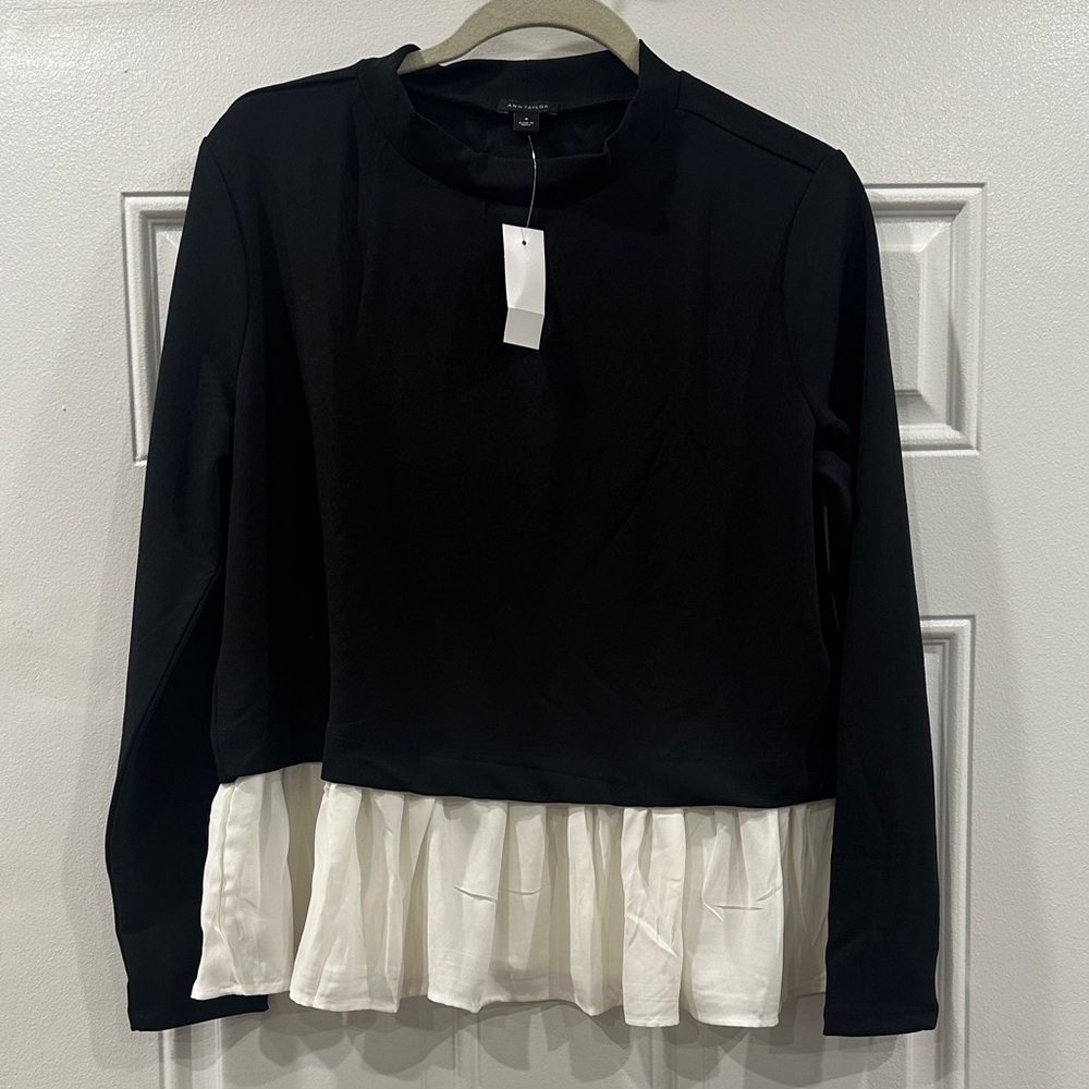Ann Taylor Black and White Layered Blouse